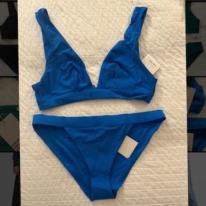 & Other Stories Blue ribbed bikini set